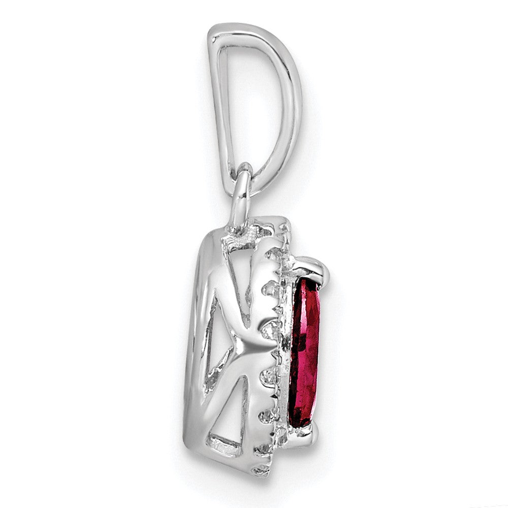 14kw 1/10 ct Lab Grown Dia VS/SI+ G+ & Cr Ruby July Birthstone Pendant