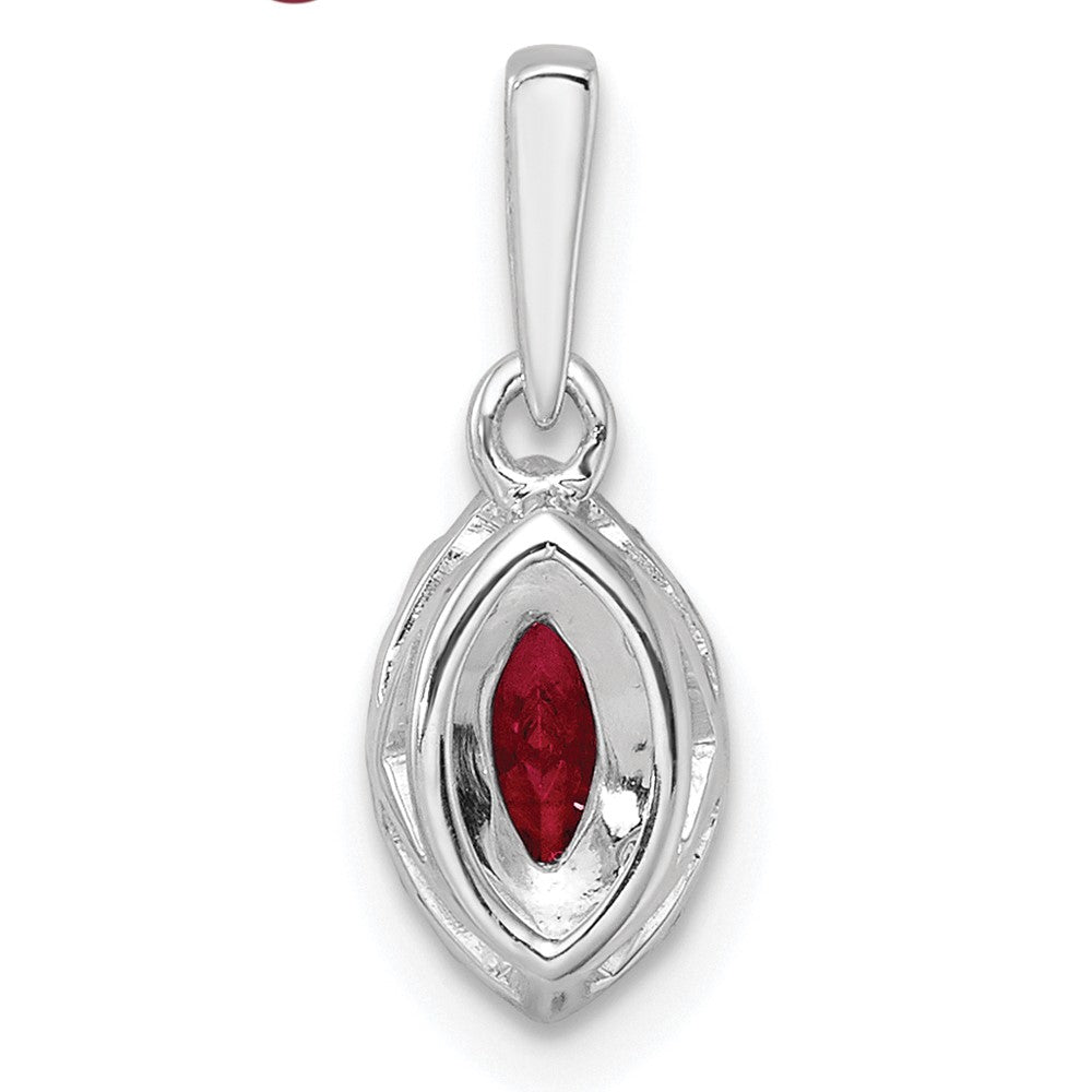 14kw 1/10 ct Lab Grown Dia VS/SI+ G+ & Cr Ruby July Birthstone Pendant