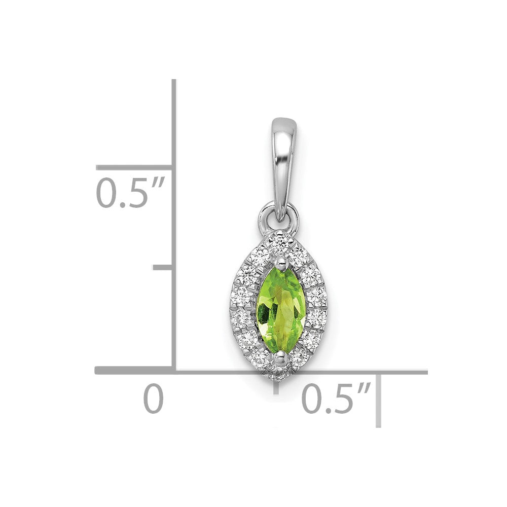 14kw 1/10 ct Lab Grown Dia VS/SI+ G+ & Peridot August Birthstone Pendant
