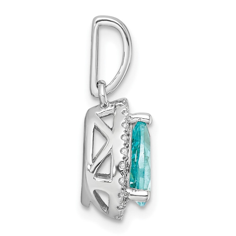 14kw 1/8 ct Lab Grown Dia VS/SI+ G+ & Cr Paraiba Pear Pendant