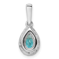 14kw 1/8 ct Lab Grown Dia VS/SI+ G+ & Cr Paraiba Pear Pendant