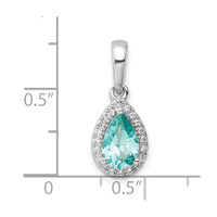 14kw 1/8 ct Lab Grown Dia VS/SI+ G+ & Cr Paraiba Pear Pendant
