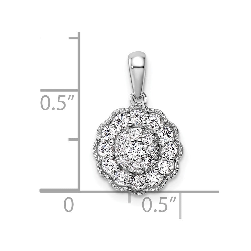 14k White Gold 1/2 ct Lab Grown Diamond VS/SI+ G+ Square Halo Pendant