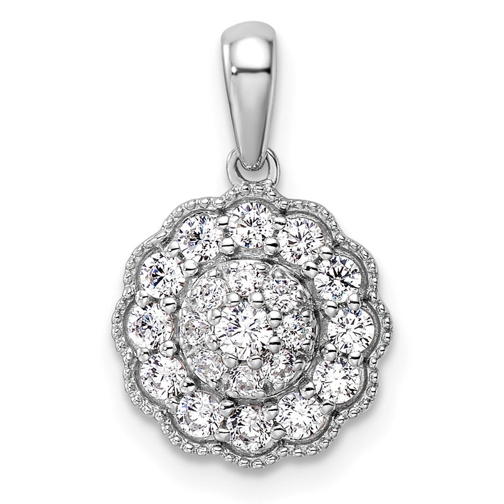 14k White Gold 1/2 ct Lab Grown Diamond VS/SI+ G+ Square Halo Pendant