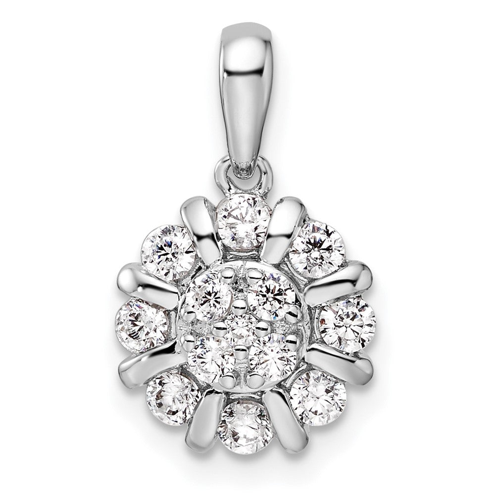 14k White Gold 1/2 ct Lab Grown Diamond VS/SI+ G+ Complete Halo Pendant