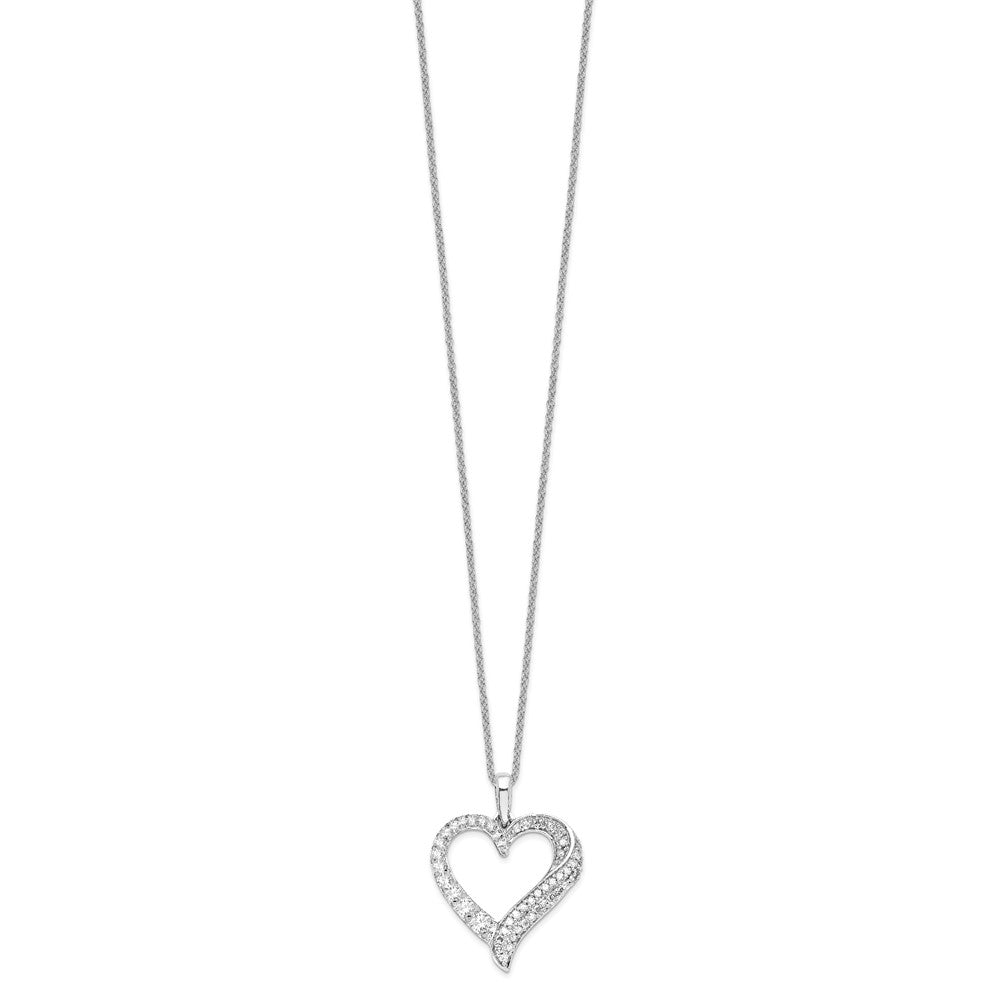 14kw 1/2ct Lab Grown Dia VS/SI+ G+ Comp 18 in Heart Pendant Necklace