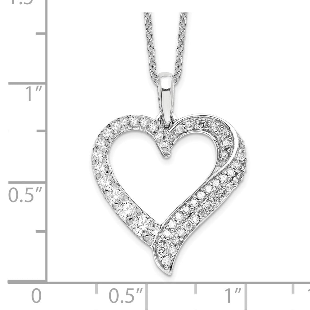 14kw 1/2ct Lab Grown Dia VS/SI+ G+ Comp 18 in Heart Pendant Necklace