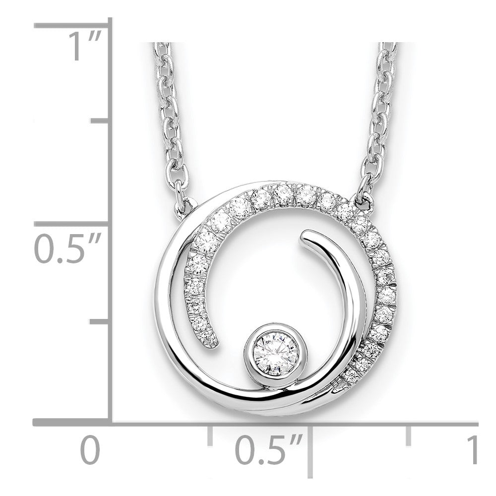 14kw 1/5ct Lab Grown Dia VS/SI+ G+ Comp 18in Swirl Circle Design Necklace