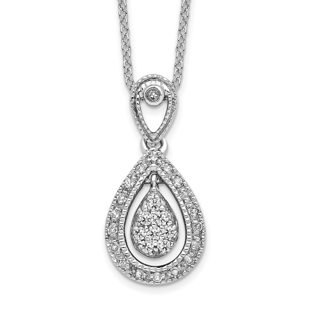 14kw 1/5ct Lab Grown Dia VS/SI+ G+ Comp 18in Teardrop Pendant Necklace
