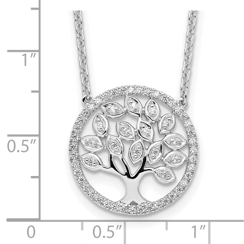 14kw 1/3ct Lab Grown Diamond VS/SI+ G+ Comp 18in Tree of Life Necklace
