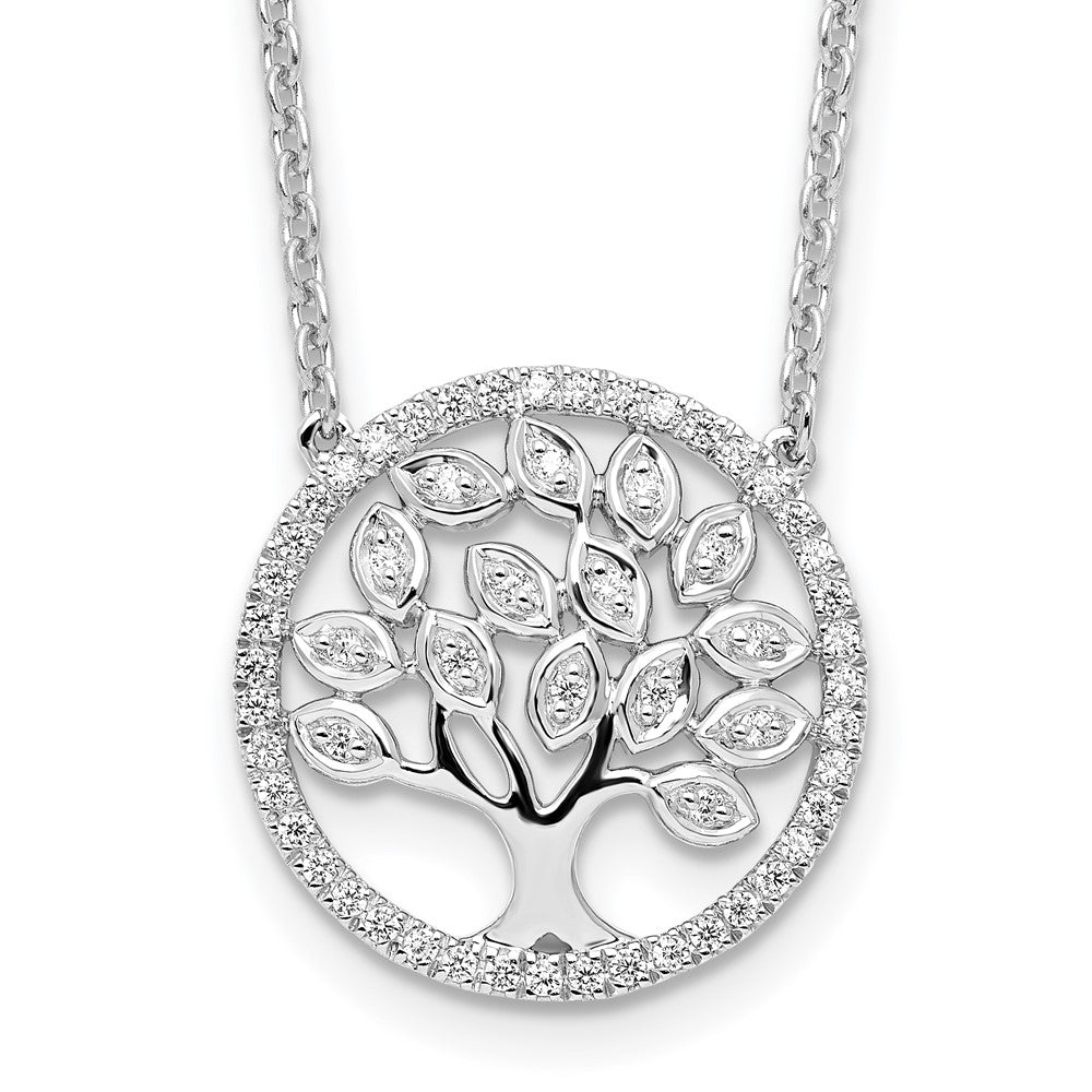 14kw 1/3ct Lab Grown Diamond VS/SI+ G+ Comp 18in Tree of Life Necklace