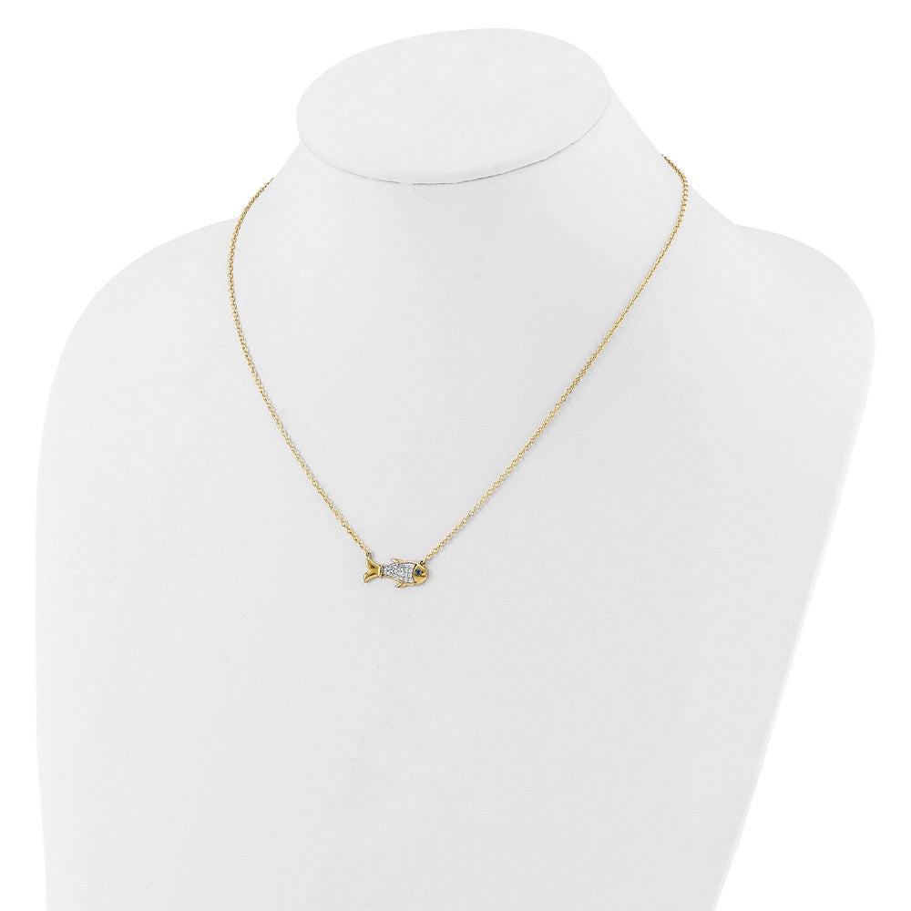 14k 1/6ct Lab Grown Diamond VS/SI+ G+ &Cr Sapp Comp Fish 18in Necklace