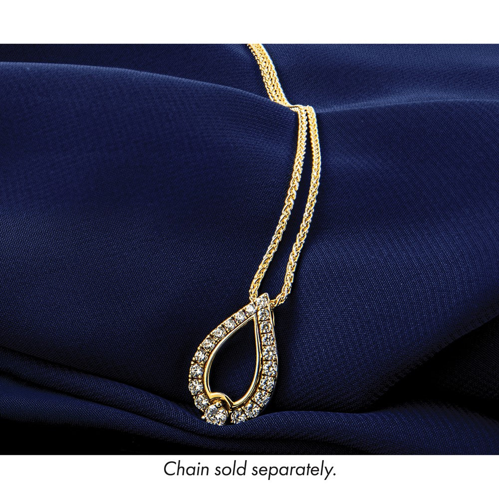 14k 1 ct Lab Grown Diamond VS/SI+ G+ Teardrop Chain Slide Pendant