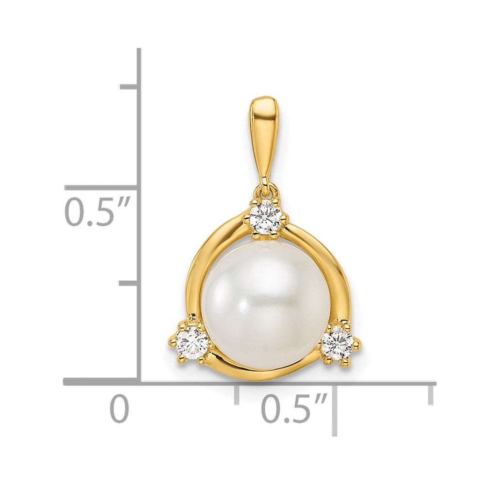 14k 1/8 ct Lab Grown Diamond VS/SI+ G+ & 8.00 mm FWC Pearl Pendant