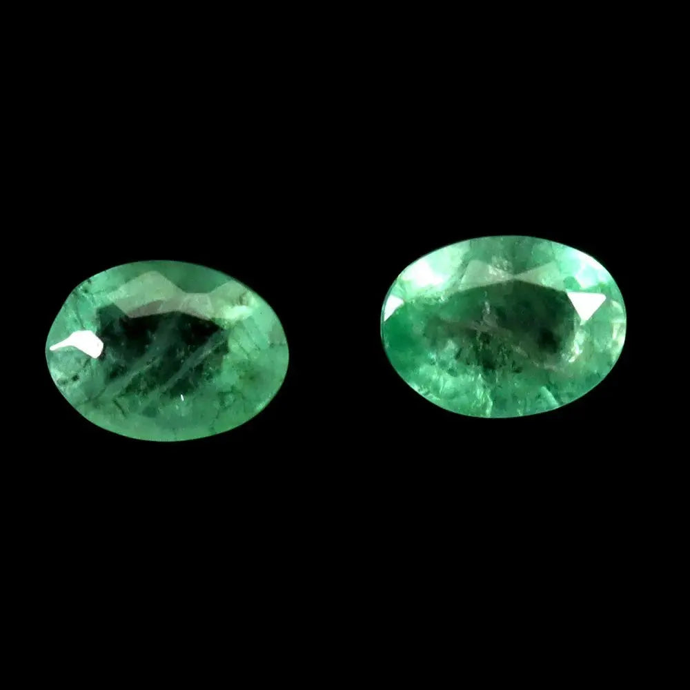 Pair 2pcs Oval Cut Natural Unheated Green Emerald Brazil 1.65ct 7x5mm Gemstone ABC Jewelery