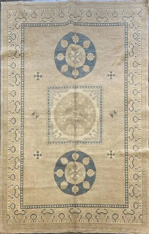 Pakistani Traditional Style Hand-Knotted Natural Wool And Cotton Rug From Peshawar 8'9'' X 5'9" Panr01752