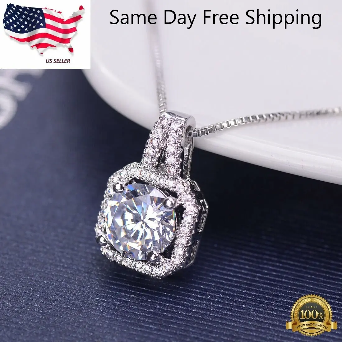 Pendant Choker Chunky Statement Chain Bib Necklace 925 Silver Plated lab-created ABC Jewelery