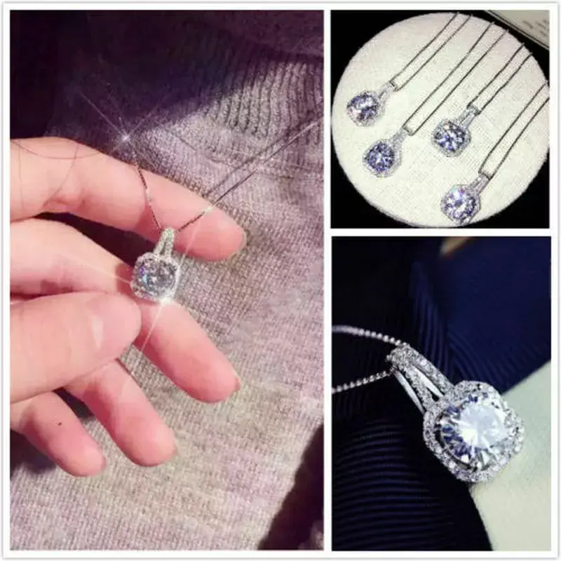 Pendant Choker Chunky Statement Chain Bib Necklace 925 Silver Plated lab-created ABC Jewelery