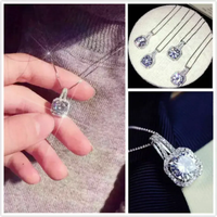 Pendant Choker Chunky Statement Chain Bib Necklace 925 Silver Plated lab-created ABC Jewelery