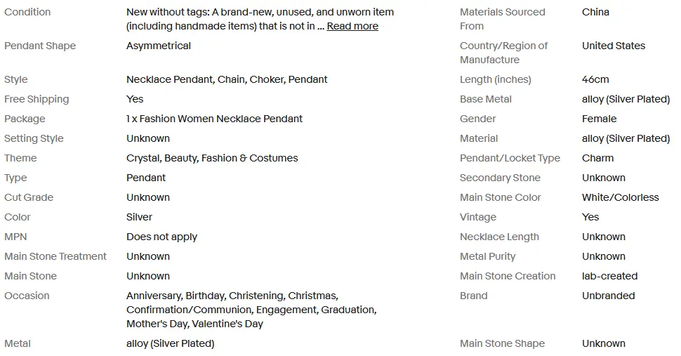 Pendant Choker Chunky Statement Chain Bib Necklace 925 Silver Plated lab-created ABC Jewelery