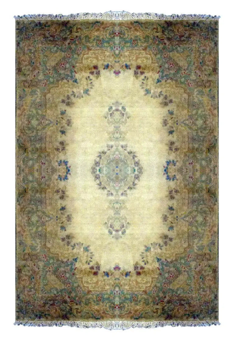 Persian  Hand-Knotted Rug Made With Natural Wool & Cotton Color Beige 6'1" X 4'2" Pan0