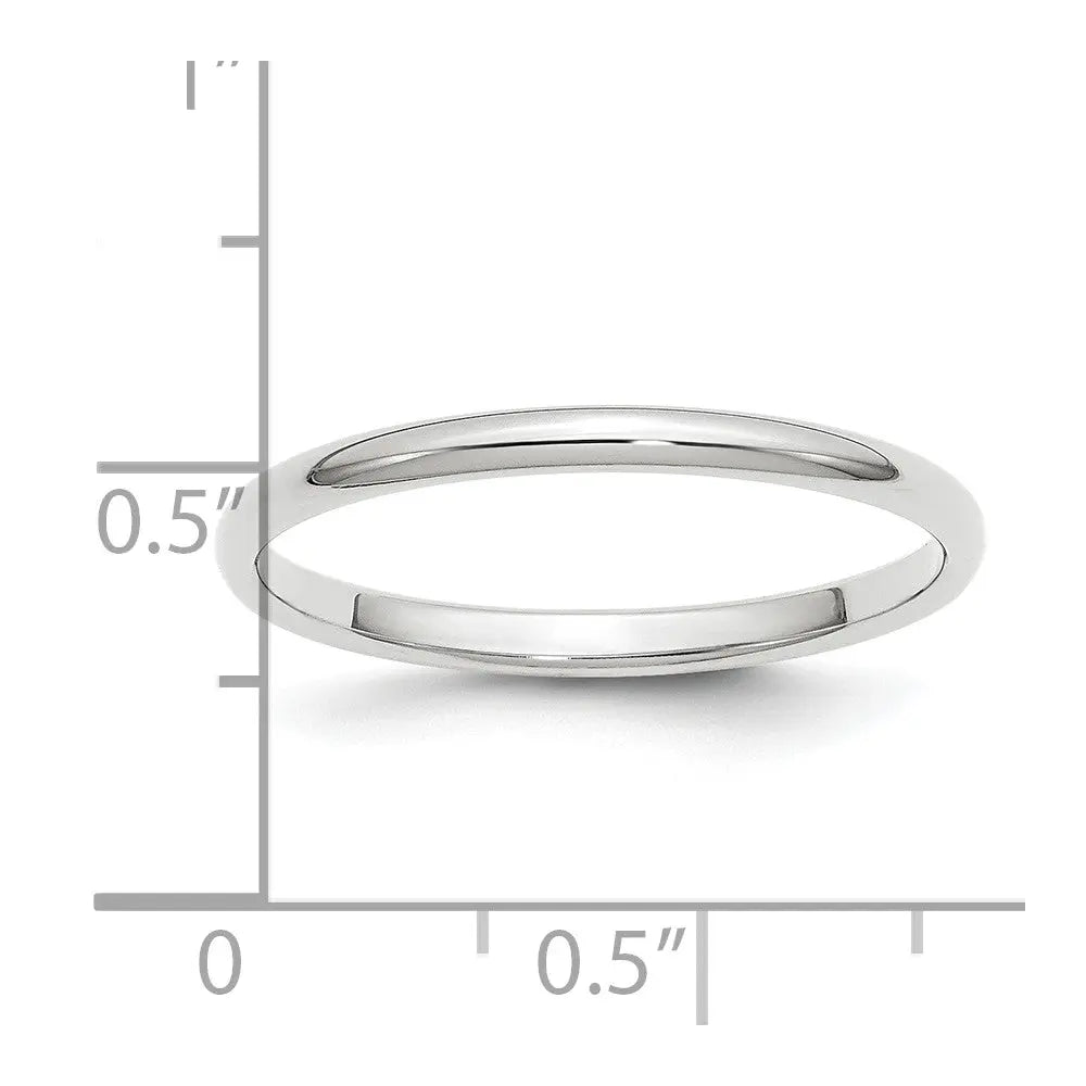 Platinum 2mm Half-Round Wedding Band