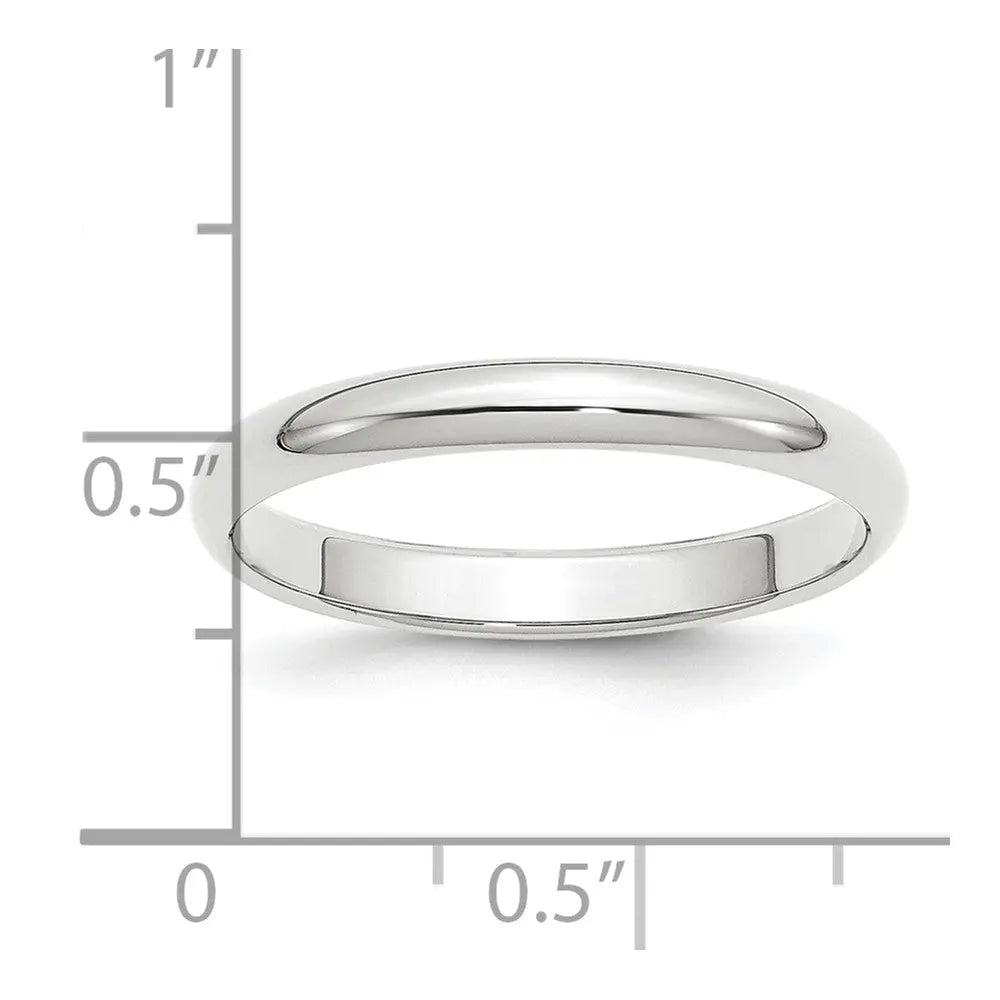 Platinum 3mm Half-Round Wedding Band
