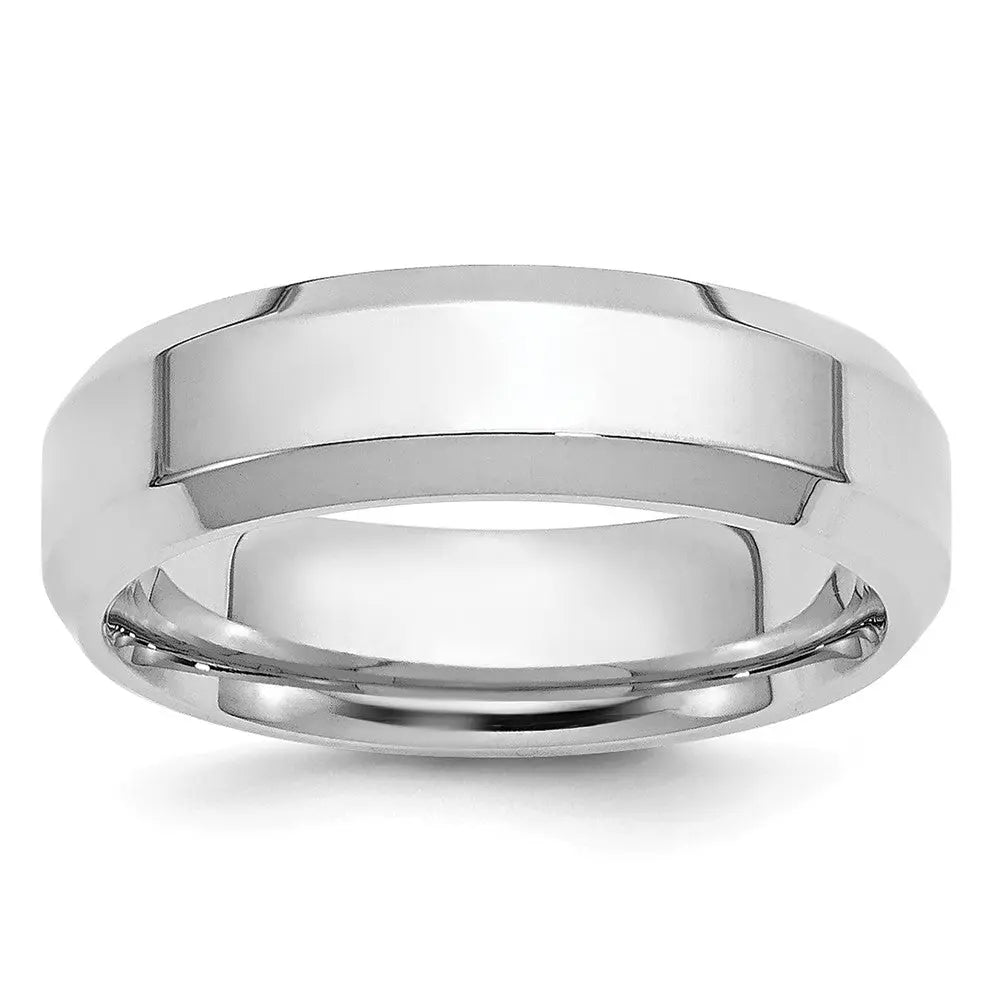 Platinum 5mm Polished Beveled Edge Size 11 Wedding Band
