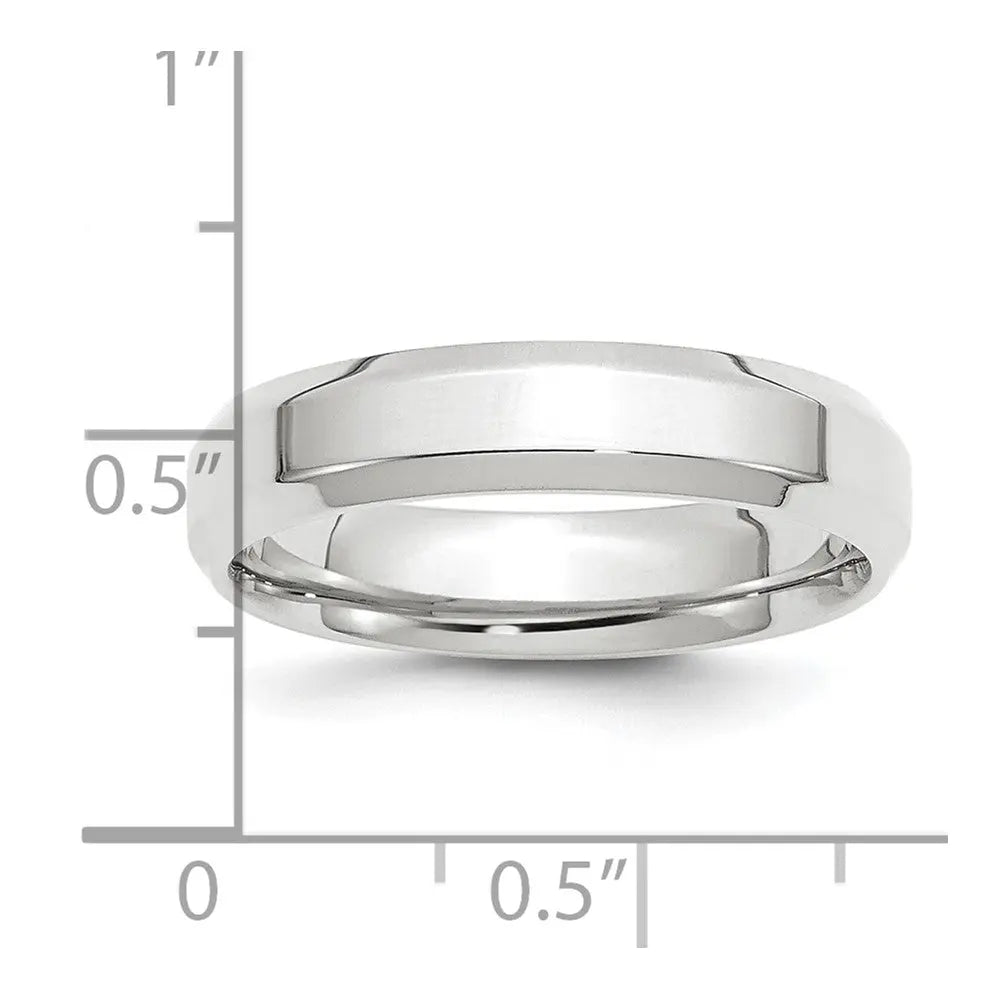 Platinum 5mm Polished Beveled Edge Size 11 Wedding Band