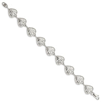 Sterling Silver Fancy Filigree Heart 7 Inch Bracelet