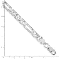 Sterling Silver Rhodium-plated 6.5mm Figaro Anchor Chain