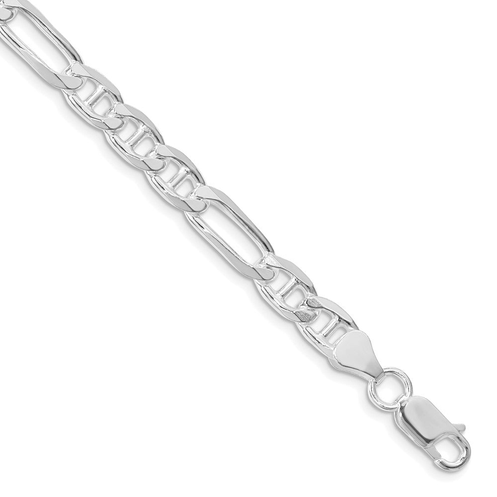 Sterling Silver Rhodium-plated 6.5mm Figaro Anchor Chain