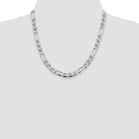 Sterling Silver Rhodium-plated 7.5mm Figaro Anchor Chain