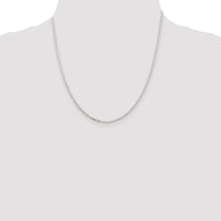 Sterling Silver Rhodium-plated 2.2mm Diamond-cut Long Link Cable Chain