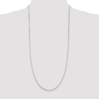 Sterling Silver Rhodium-plated 2.2mm Diamond-cut Long Link Cable Chain