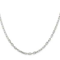Sterling Silver Rhodium-plated 2.9mm Diamond-cut Long Link Cable Chain