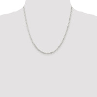 Sterling Silver Rhodium-plated 2.9mm Diamond-cut Long Link Cable Chain