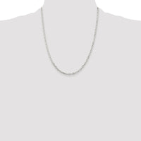 Sterling Silver Rhodium-plated 2.9mm Diamond-cut Long Link Cable Chain
