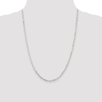 Sterling Silver Rhodium-plated 2.9mm Diamond-cut Long Link Cable Chain