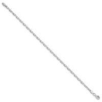 Sterling Silver Rhodium-plated 2.9mm Diamond-cut Long Link Cable Chain