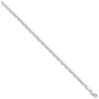 Sterling Silver 3.75mm Diamond-cut Long Link Cable Chain