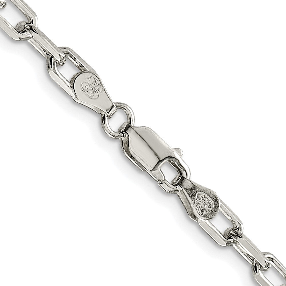 Sterling Silver Rhodium-plated 4.5mm Diamond-cut Long Link Cable Chain