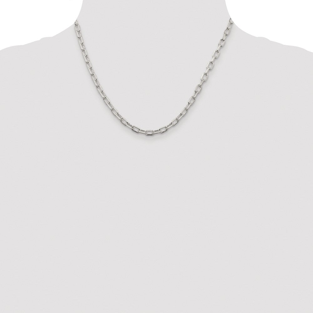 Sterling Silver Rhodium-plated 4.5mm Diamond-cut Long Link Cable Chain