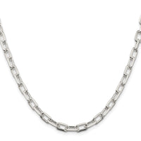 Sterling Silver Rhodium-plated 5.75mm Diamond-cut Long Link Cable Chain