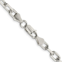 Sterling Silver Rhodium-plated 5.75mm Diamond-cut Long Link Cable Chain