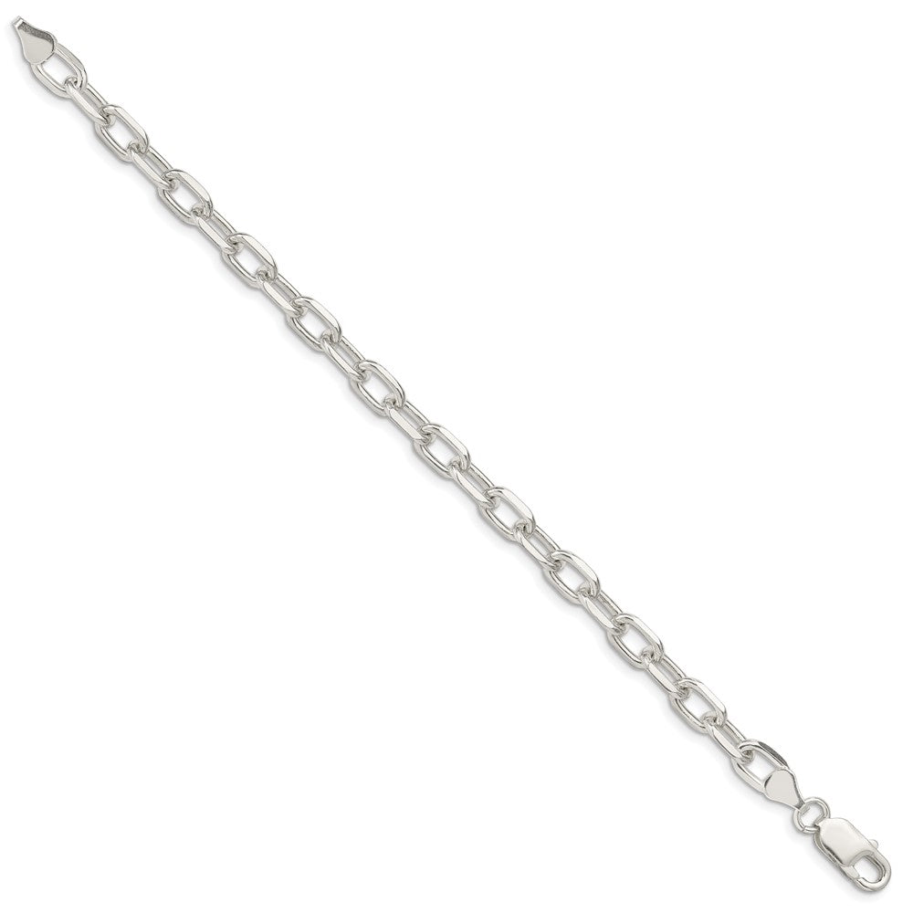 Sterling Silver 6.65mm Diamond-cut Long Link Cable Chain