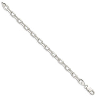 Sterling Silver 6.65mm Diamond-cut Long Link Cable Chain