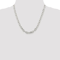 Sterling Silver Rhodium-plated 6.65mm Diamond-cut Long Link Cable Chain