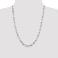 Sterling Silver Rhodium-plated 6.65mm Diamond-cut Long Link Cable Chain