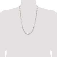 Sterling Silver 7.5mm Diamond-cut Long Link Cable Chain